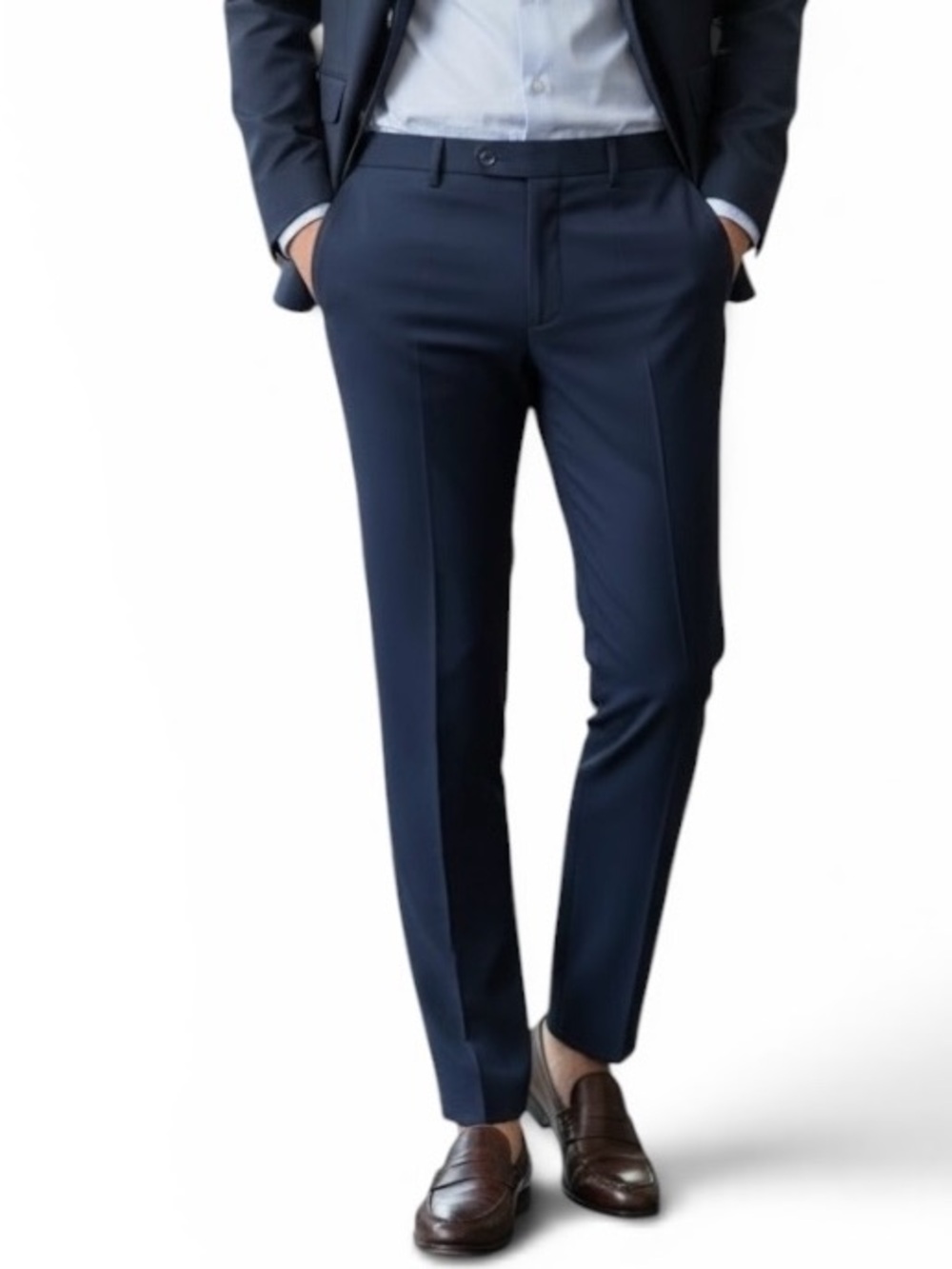 Calvin Klein Skinny Fit Blue Wool Blend Dress Pants Men’s Stretch Suit Trousers